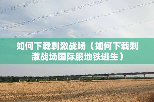 如何下载**战场（如何下载**战场国际服地铁逃生）