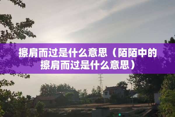 擦肩而过是什么意思（陌陌中的擦肩而过是什么意思）