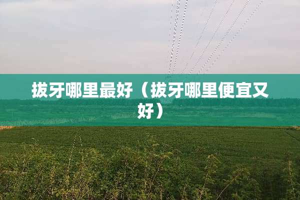 拔牙哪里最好（拔牙哪里便宜又好）