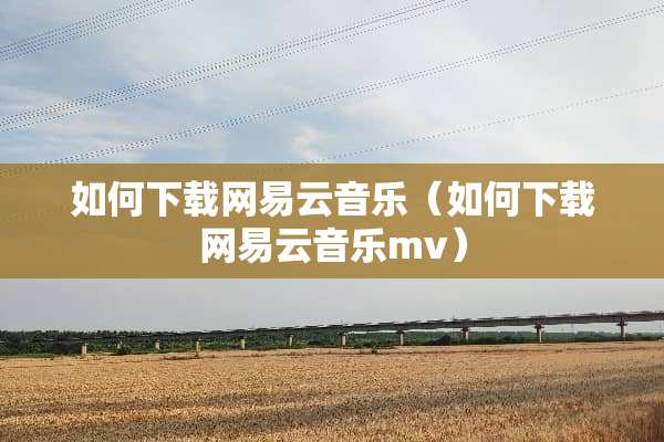 如何下载网易云音乐（如何下载网易云音乐mv）