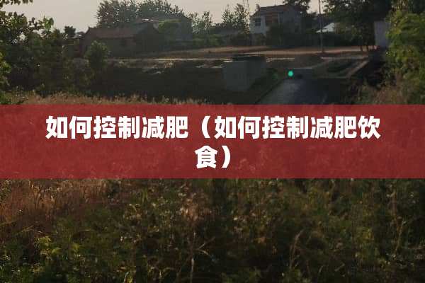 如何控制减肥（如何控制减肥饮食）
