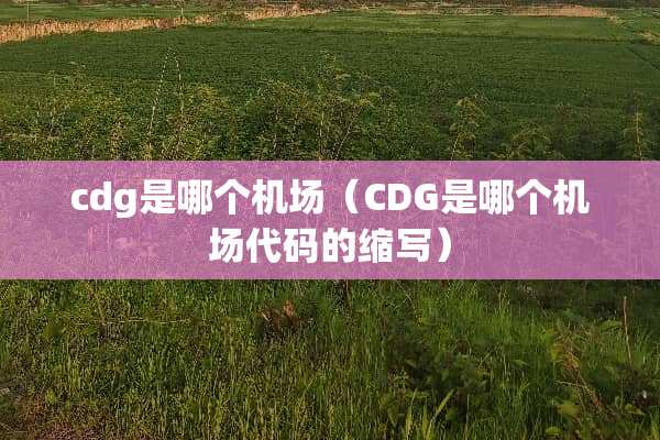 cdg是哪个机场（CDG是哪个机场代码的缩写）