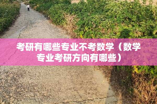 考研有哪些专业不考数学（数学专业考研方向有哪些）