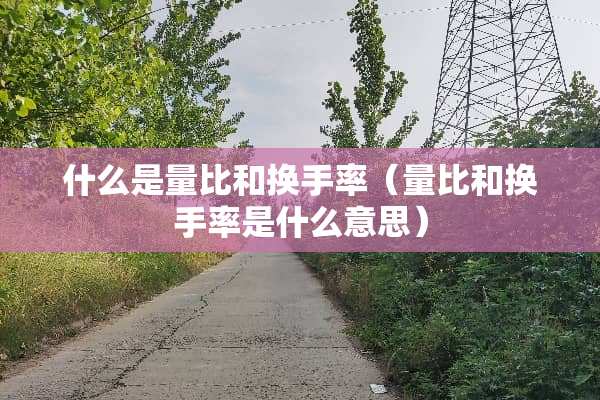 什么是量比和换手率（量比和换手率是什么意思）