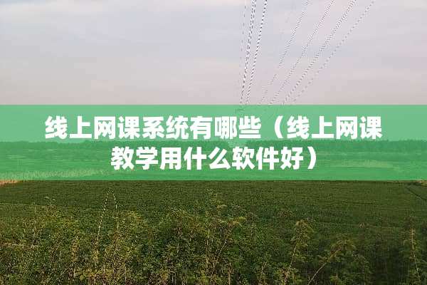 线上网课系统有哪些（线上网课教学用什么软件好）