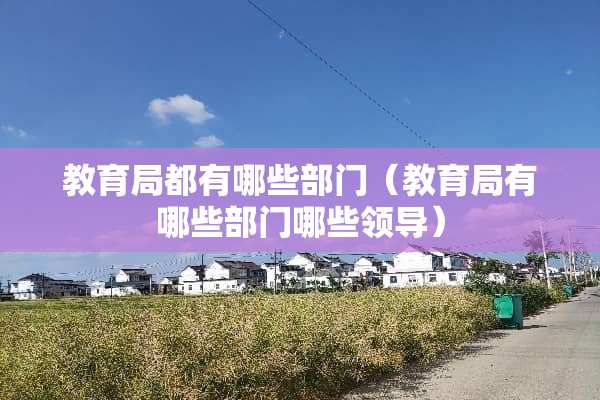 教育局都有哪些部门（教育局有哪些部门哪些领导）