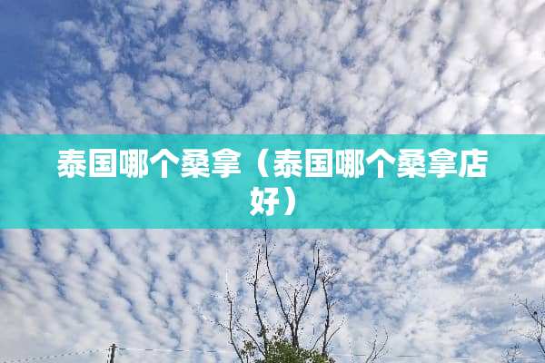 泰国哪个**（泰国哪个**店好）