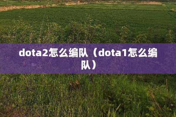 dota2怎么编队（dota1怎么编队）