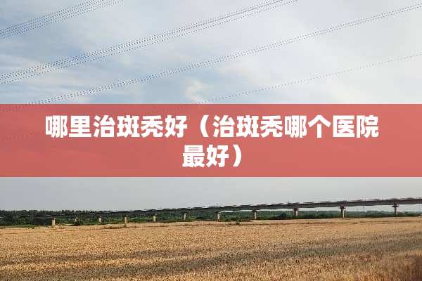 哪里治斑秃好（治斑秃哪个医院最好）