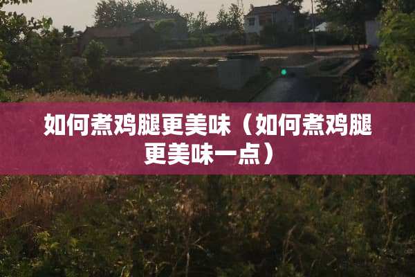 如何煮鸡腿更美味（如何煮鸡腿更美味一点）