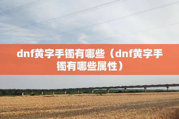 dnf黄字手镯有哪些（dnf黄字手镯有哪些属性）