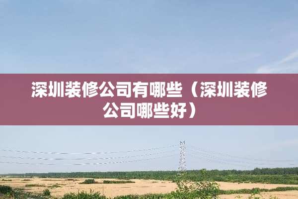 深圳装修公司有哪些（深圳装修公司哪些好）