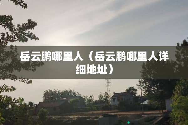 岳云鹏哪里人（岳云鹏哪里人详细地址）