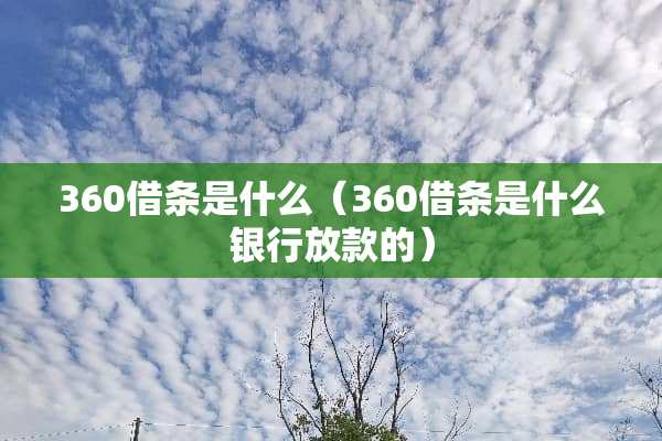 360借条是什么（360借条是什么银行放款的）