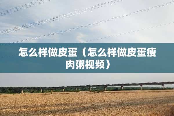 怎么样做皮蛋（怎么样做皮蛋瘦肉粥视频）