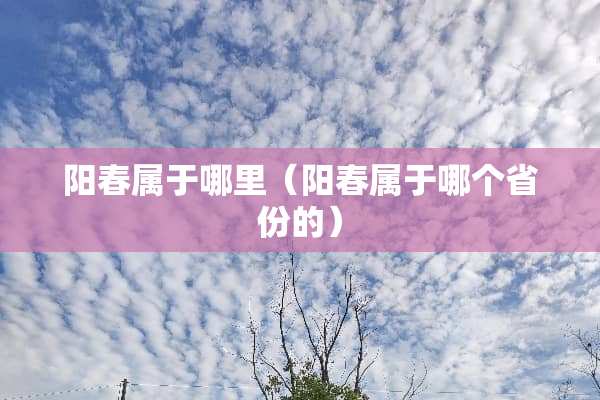 阳春属于哪里（阳春属于哪个省份的）