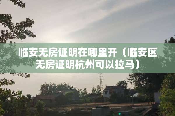 临安无房证明在哪里开（临安区无房证明杭州可以拉马）