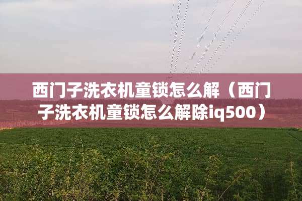 西门子洗衣机童锁怎么解（西门子洗衣机童锁怎么解除iq500）