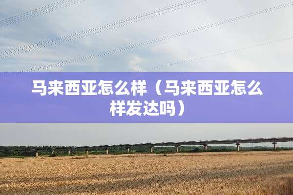马来西亚怎么样（马来西亚怎么样发达吗）
