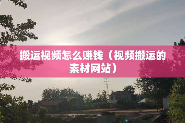 搬运视频怎么赚钱（视频搬运的素材网站）