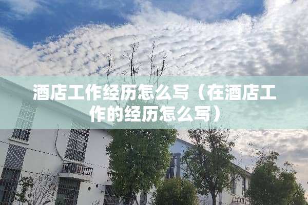 酒店工作经历怎么写（在酒店工作的经历怎么写）