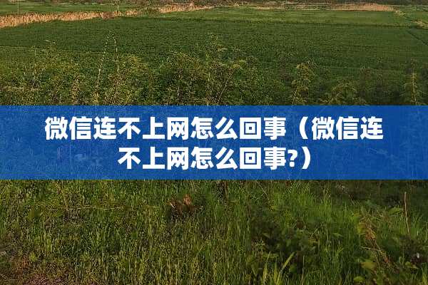 微信连不上网怎么回事（微信连不上网怎么回事?）