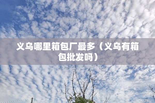义乌哪里箱包厂最多（义乌有箱包批发吗）