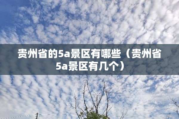 贵州省的5a景区有哪些（贵州省5a景区有几个）