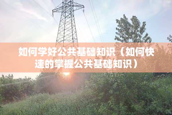 如何学好公共基础知识（如何快速的掌握公共基础知识）