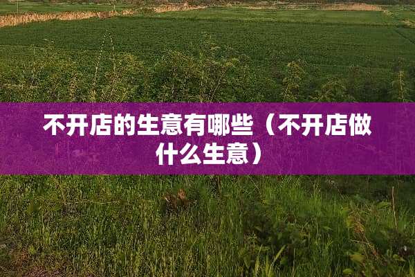 不开店的生意有哪些（不开店做什么生意）
