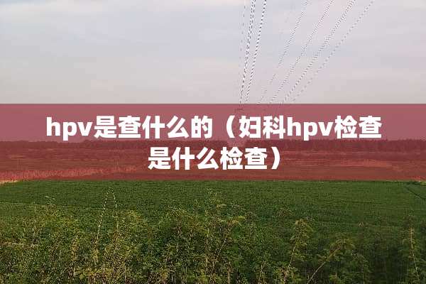 hpv是查什么的（妇科hpv检查是什么检查）