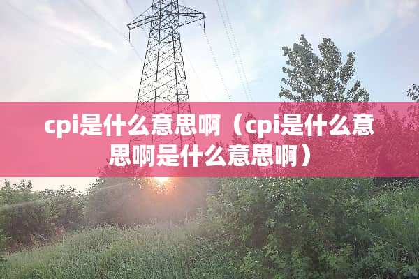 cpi是什么意思啊（cpi是什么意思啊是什么意思啊）