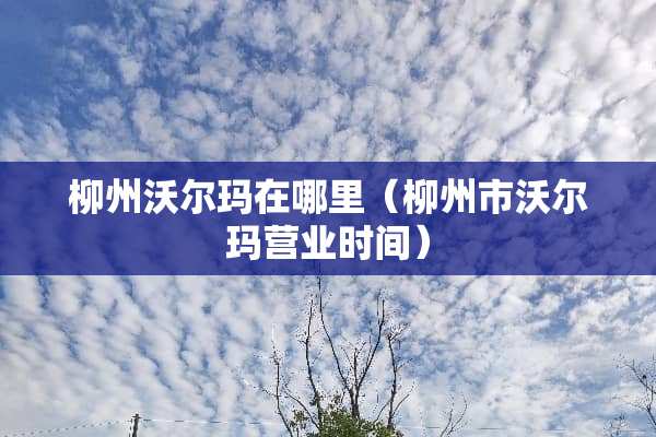 柳州沃尔玛在哪里（柳州市沃尔玛营业时间）
