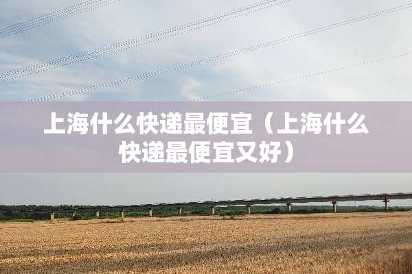 上海什么快递最便宜（上海什么快递最便宜又好）