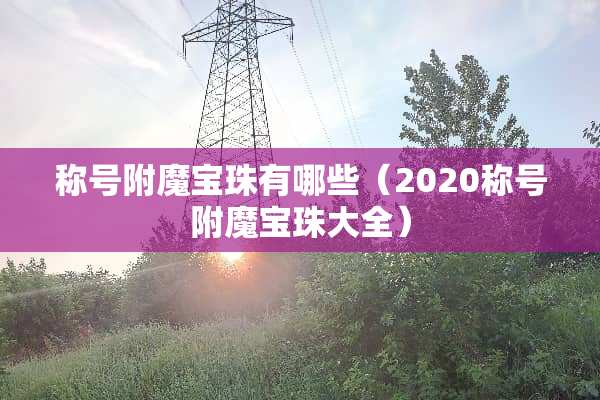 称号附魔宝珠有哪些（2020称号附魔宝珠大全）