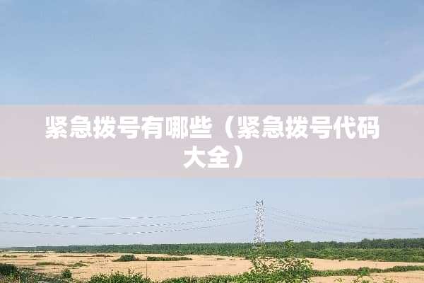 紧急拨号有哪些（紧急拨号代码大全）