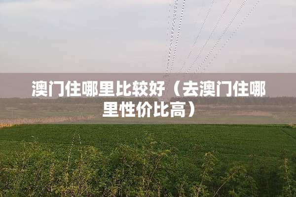 澳门住哪里比较好（去澳门住哪里性价比高）