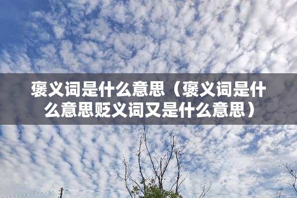 褒义词是什么意思（褒义词是什么意思贬义词又是什么意思）