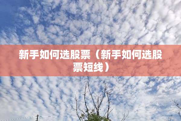 新手如何选股票（新手如何选股票短线）