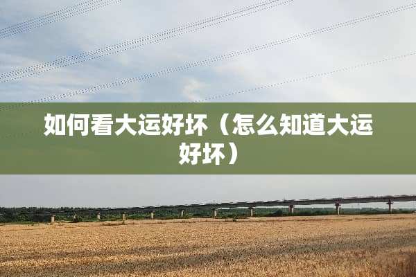 如何看大运好坏（怎么知道大运好坏）