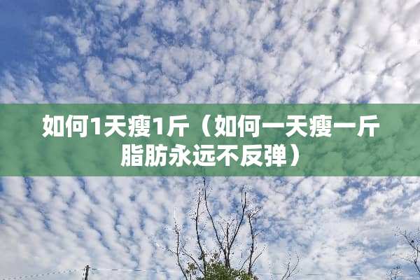 如何1天瘦1斤（如何一天瘦一斤脂肪永远不反弹）