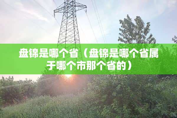 盘锦是哪个省（盘锦是哪个省属于哪个市那个省的）