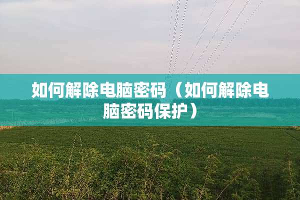 如何解除电脑密码（如何解除电脑密码保护）