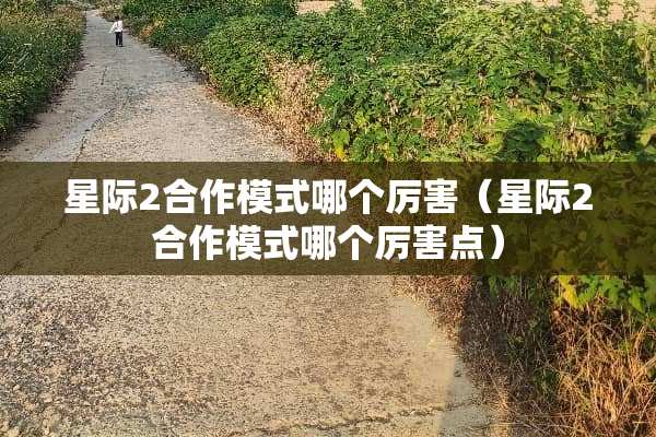 星际2合作模式哪个厉害（星际2合作模式哪个厉害点）