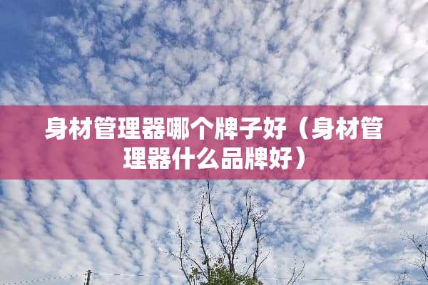 身材管理器哪个牌子好（身材管理器什么品牌好）