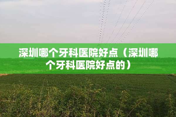 深圳哪个牙科医院好点（深圳哪个牙科医院好点的）