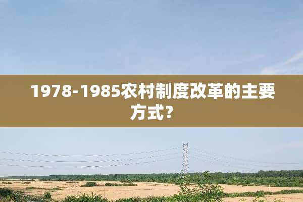 1978-1985农村制度改革的主要方式？