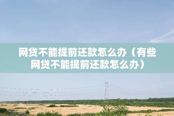 **不能提前还款怎么办（有些**不能提前还款怎么办）