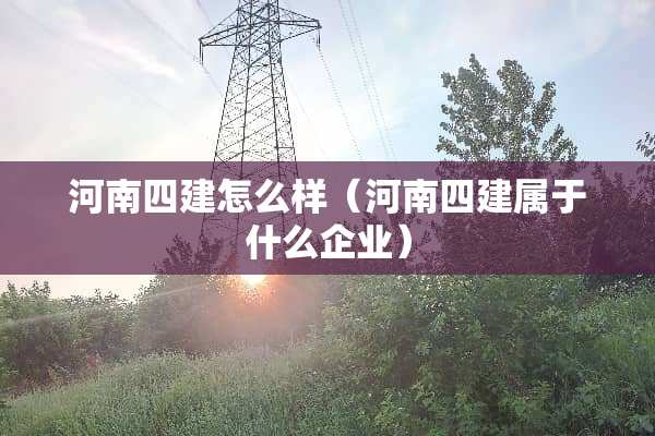 河南四建怎么样（河南四建属于什么企业）