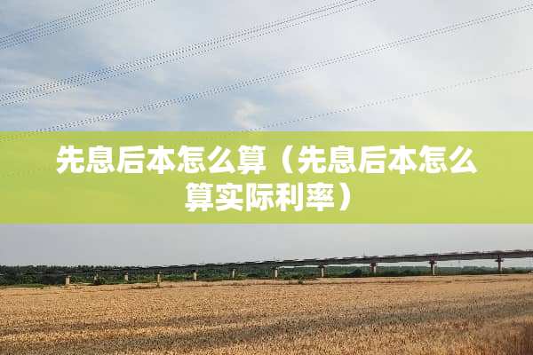 先息后本怎么算（先息后本怎么算实际利率）